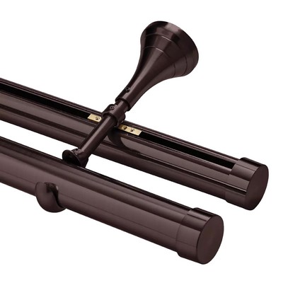 Aria Metal 1 3/8in Diameter H-Rail Traverse System Mixed Double Rod Wall Mount Oil Rubbed Bronze
