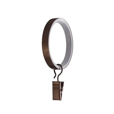 Aria Metal Metal Curtain Rings With Clip Brushed Bronze  Brushed Bronze 