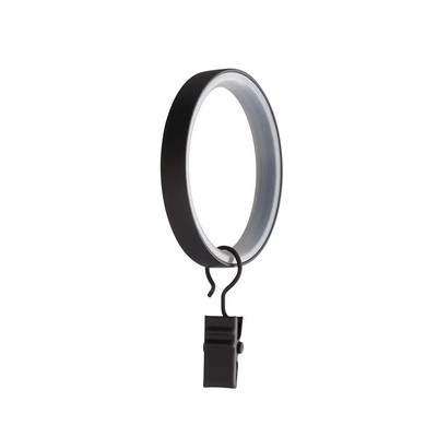 Aria Metal Metal Curtain Rings With Clip Matte Black  Matte Black 