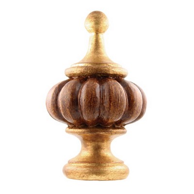 Vesta Finial MALLORY Shown in Antique Gold with Rust Base/Chestnut