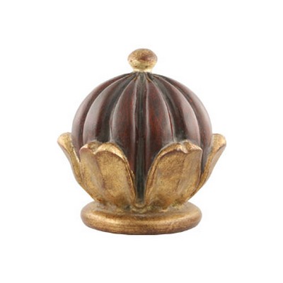 Vesta Finial MARSHALL Antique Gold with Rust Base/Mahogany
