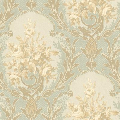 York Wallcovering ARCHITECTURAL FLORAL           Blue/Gold