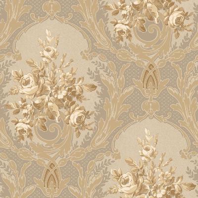 York Wallcovering ARCHITECTURAL FLORAL           Gray/Gold