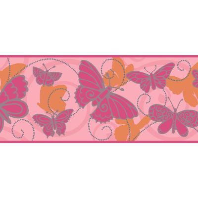 York Wallcovering Butterfly Border                                   Pinks               
