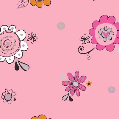 York Wallcovering Doodlerific Floral S                               Pinks               