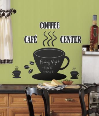 York Wallcovering Coffee Cup Chalkboard Peel & Stick Wall Decals Black