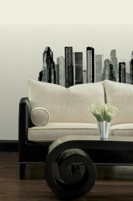 Roommates Cityscape Peel & Stick Giant Wall Decal Black
