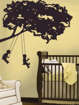 York Wallcovering Kids on Swing Peel & Stick Giant Wall Decal Brown