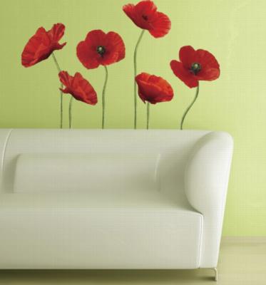 Roommates Poppies at Play Peel & Stick Giant Wall Decals Red
