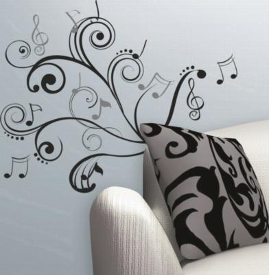 Roommates Music Scroll Notes Peel & Stick Wall Decals Black