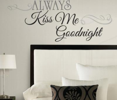 Roommates Always Kiss Me Goodnight Peel & Stick Wall Decals Black