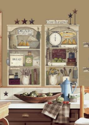 York Wallcovering Country Kitchen Shelves Peel & Stick Giant Wall Decals Multi