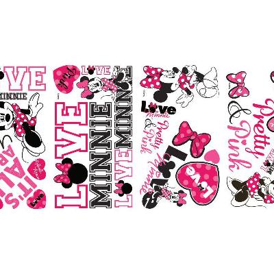 Roommates Mickey & Friends - Minnie Loves Pink Peel & Stick Wall Decals Pink