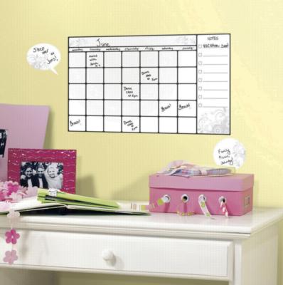York Wallcovering Universal Calendar Dry Erase Peel and Stick Wall Decals Gray