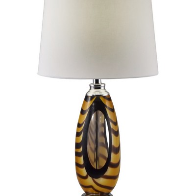 Dale Tiffany Bengal Tiger Art Glass Table Lamp Polished Chrome