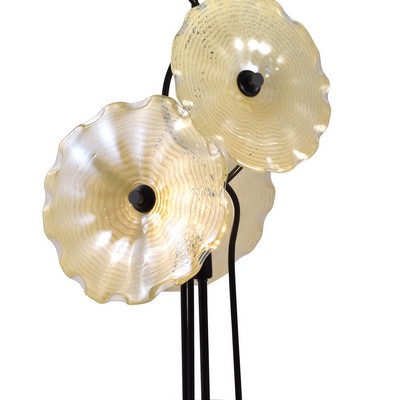 Dale Tiffany Beige Feather Hand Blown Art Glass Table Lamp Dark Bronze/Chrome