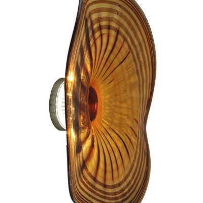 Dale Tiffany Amber Handover 16in LED Hand Blown Art Glass Wall Light Brushed Nickel