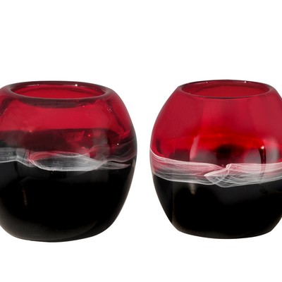 Dale Tiffany Sandlewood Art Glass Candle Holder 2-Piece Set Not Applicable