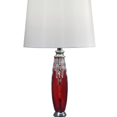 Dale Tiffany Red Marble 24% Lead Hand Cut Crystal Table Lamp Polished Chrome