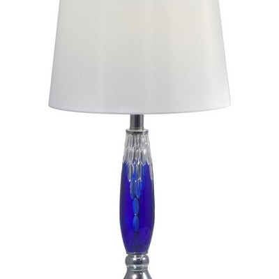 Dale Tiffany Blue Glacier 24% Lead Hand Cut Crystal Table Lamp Polished Chrome