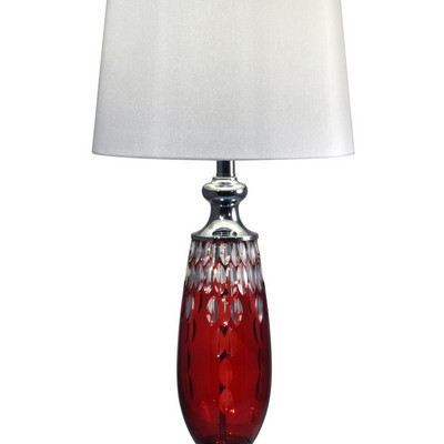 Dale Tiffany Red Crystal 24% Lead Hand Cut Crystal Table Lamp Polished Chrome