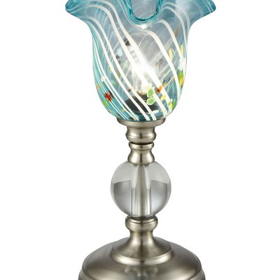 Dale Tiffany Blue Uplight Art Glass Accent Lamp Brushed Nickel