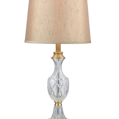 Dale Tiffany Jeana 24% Lead Hand Cut Crystal Table Lamp Golden Antique Brass