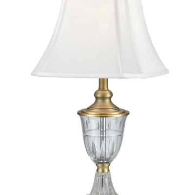 Dale Tiffany Walker 24% Lead Hand Cut Crystal Table Lamp Golden Antique Brass