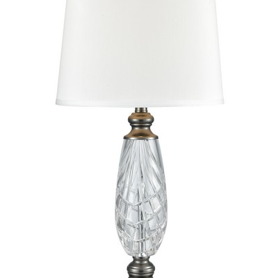 Dale Tiffany Clearview 24% Lead Hand Cut Crystal Table Lamp Antique Nickel