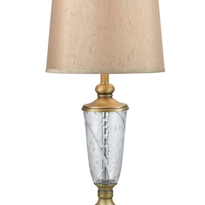 Dale Tiffany Cathedral 24% Lead Hand Cut Crystal Table Lamp Golden Antique Brass