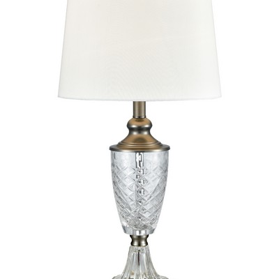 Dale Tiffany Castle Mountain 24% Lead Crystal Table Lamp Antique Nickel