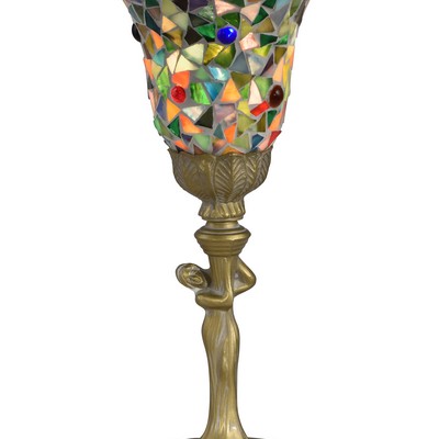 Dale Tiffany Montreal Mosaic Art Glass Accent Lamp Antique Gold
