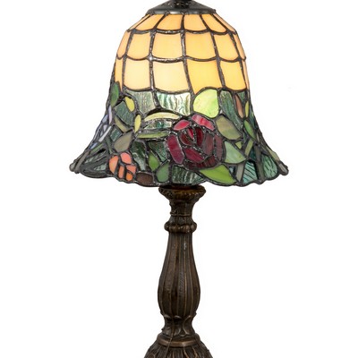Dale Tiffany Walcott Rose Tiffany Accent Lamp Antique Brass
