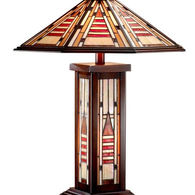 Dale Tiffany Woodruff Mission Tiffany Table Lamp with Night Light Antique Bronze