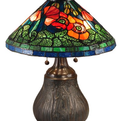 Dale Tiffany Dallas Peony Tiffany Table Lamp Antique Bronze