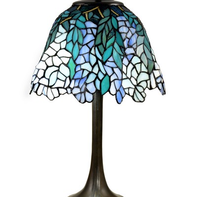 Dale Tiffany Pelle Wisteria Brass Tiffany Table Lamp Antique Bronze/Verde