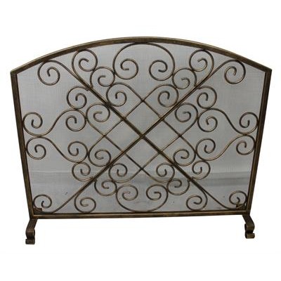 Dr  Livingstone BUR GLD ARCHED SCROLL FIRE SCREEN Light Burnished Gold