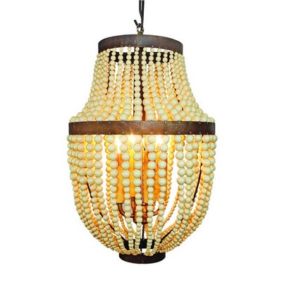 Dr  Livingstone Creme Bead and Iron Electrified Four Light Chandelier 