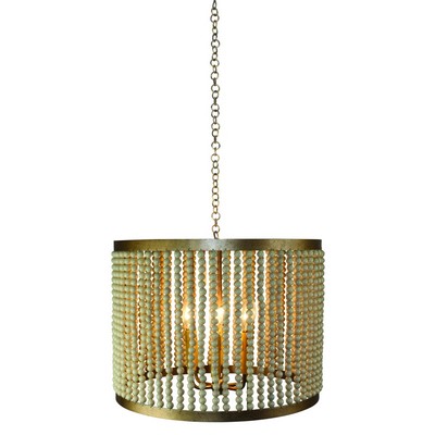 Dr  Livingstone Crème Bead Drum Chandelier Antique Gold