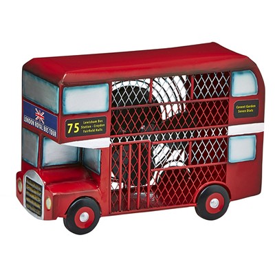 Deco Breeze Figurine Fan - Double Deck Bus Red, White