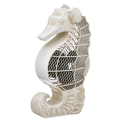 Deco Breeze Figurine Fan - Seahorse Antique White