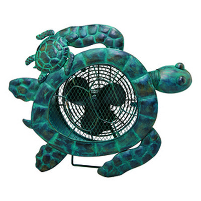Deco Breeze Figurine Fan - Sea Turtles  Antique Green
