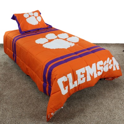 College Covers Clemson Tigers Reversible 3 Piece Comforter Set, Queen Clemson Tigers