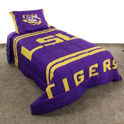 College Covers LSU Tigers Reversible 3 Piece Comforter Set, Queen LSU Tigers