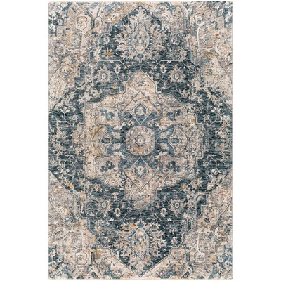 Surya  Cardiff Deep Teal, Blue, Light Gray, Medium Gray, Charcoal