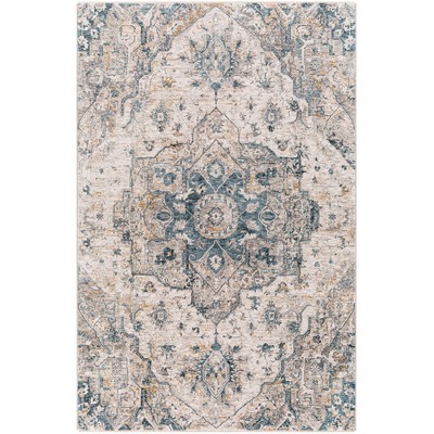 Surya  Cardiff Deep Teal, Blue, Light Gray, Medium Gray, Charcoal