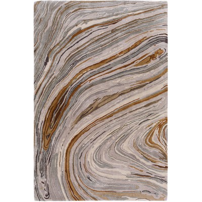 Surya  Kavita Charcoal, Dark Brown, Camel, Gray, Light Gray, Tan