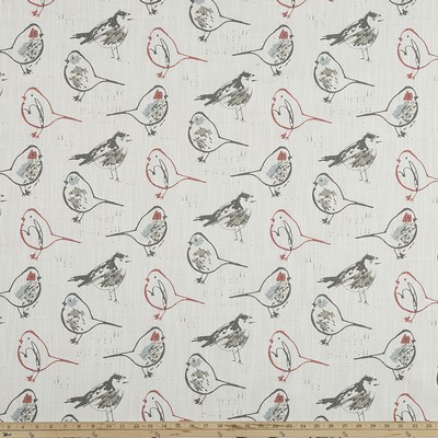 Premier Prints Bird Toile Scarlet/Slub Canvas SCARLET