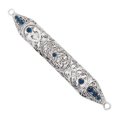 Olivia Riegel Silver 6 Mezuzah with Sapphire Crystals (Min. 3) 