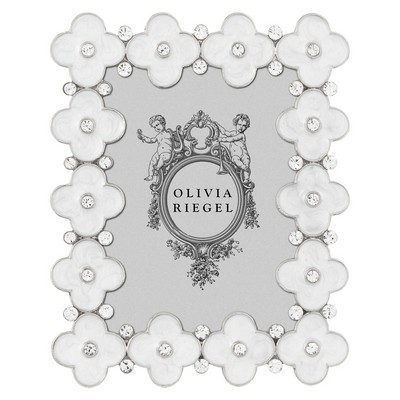 Olivia Riegel White Enamel Clover 2.5in x 3.5in Frame White